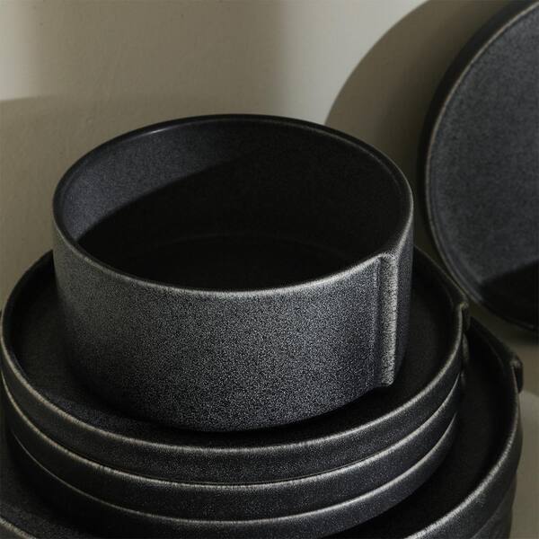 STONE LAIN Bao 12-Piece Charcoal-Gray Stoneware Dinnerware Set