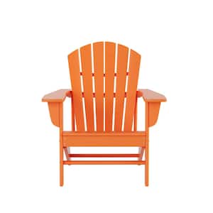 Vesta Orange Outdoor Plastic Adirondack Chair with Ottoman Set
