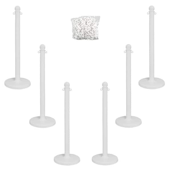 Medium Duty White Stanchion and Chain Kit