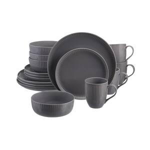 Prescott 32-Piece Charcoal Gray Stoneware Dinnerware Set (Service for 8)