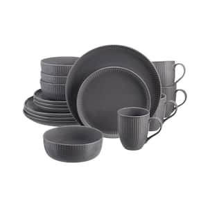 Prescott 16-Piece Charcoal Gray Stoneware Dinnerware Set (Service for 4)