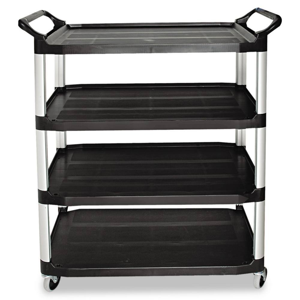 Sleek Black 4-Shelf Utility Cart with Durable Metal Frame