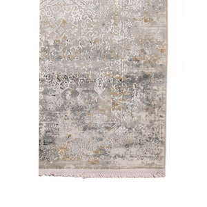 Venice Frisco Gray/Gold 3 ft. x 9 ft. 10 in. Transitional Bordered Runner Rug