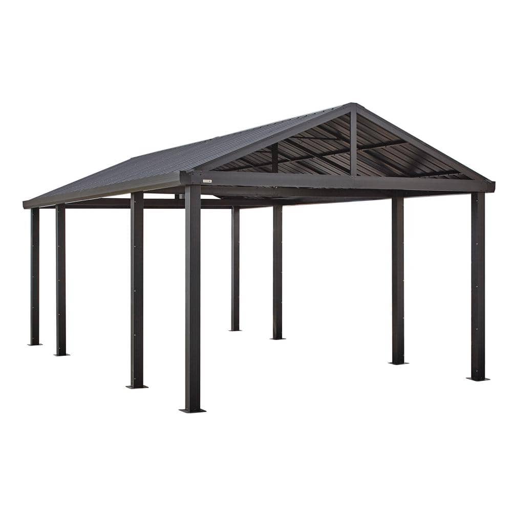 Samara 12' x 20' Dark Gray Aluminum and Steel Carport Kit