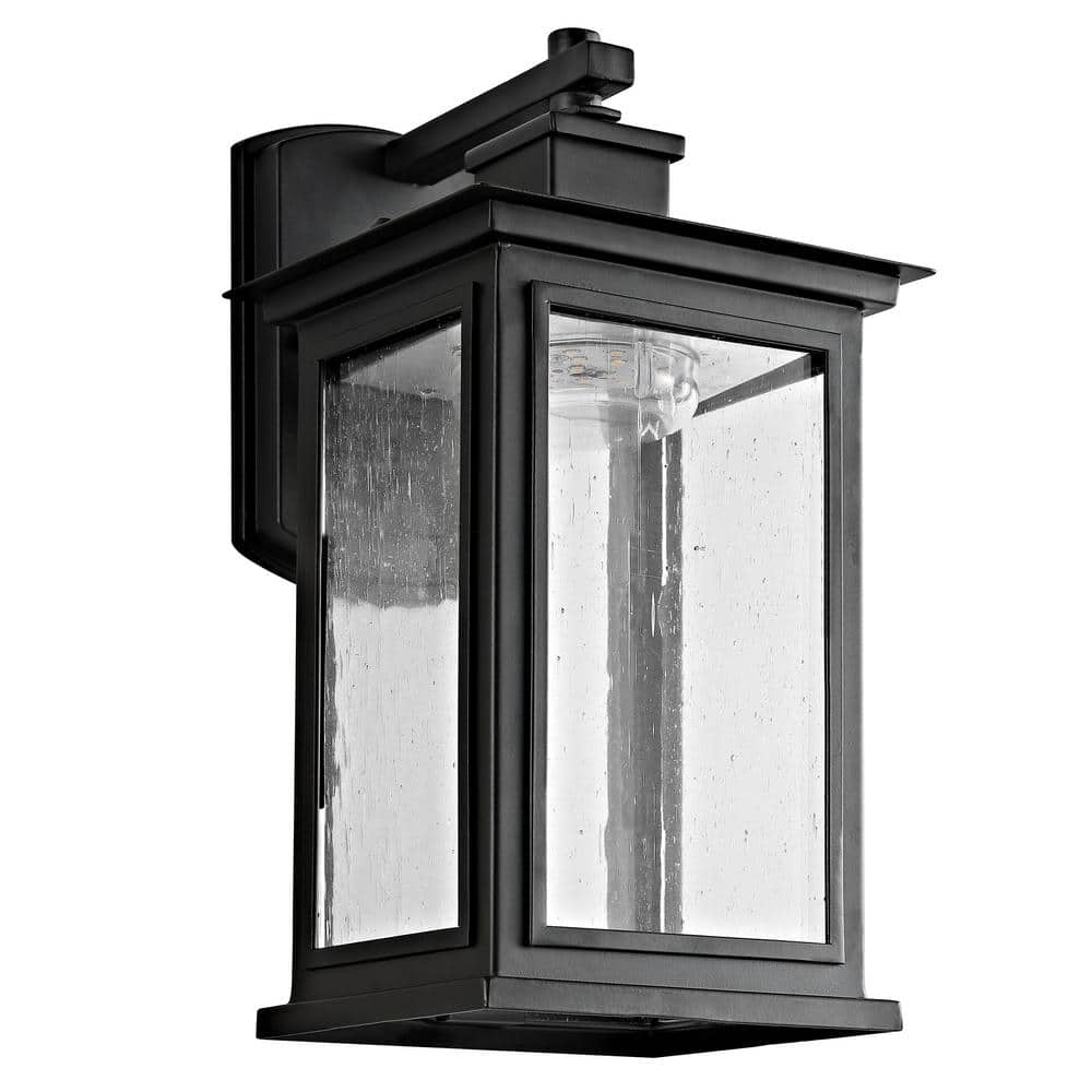 Elegant Bronze Rectangular Outdoor Wall Lantern with Seeded Glass