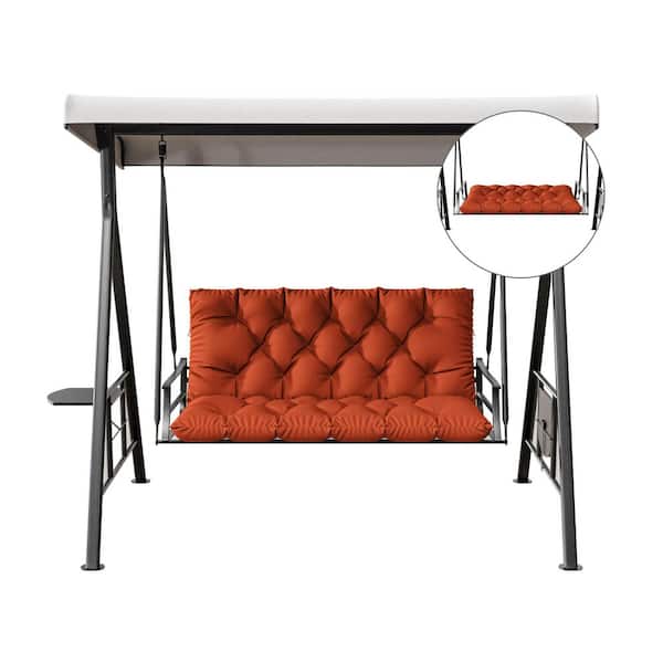40 in. x 40 in. x 5 in. 2-Seater Contoured Replacement Outdoor Porch Swing Cushion with Backrest Bench Orange