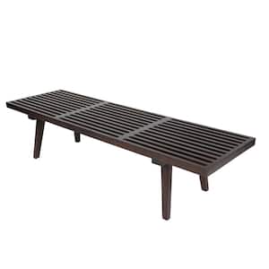 Inwood Platform Dark Walnut Bench Backless with Solid Wood 60 in.