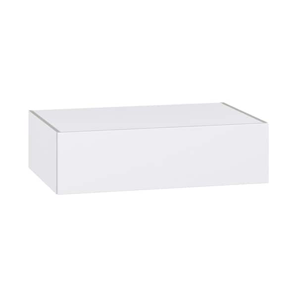 J COLLECTION Timberline 36 in. W x 24 in. D x 10 in. H Assembled Slab Wall Bridge Kitchen Cabinet in Bright White with Lift Up Door