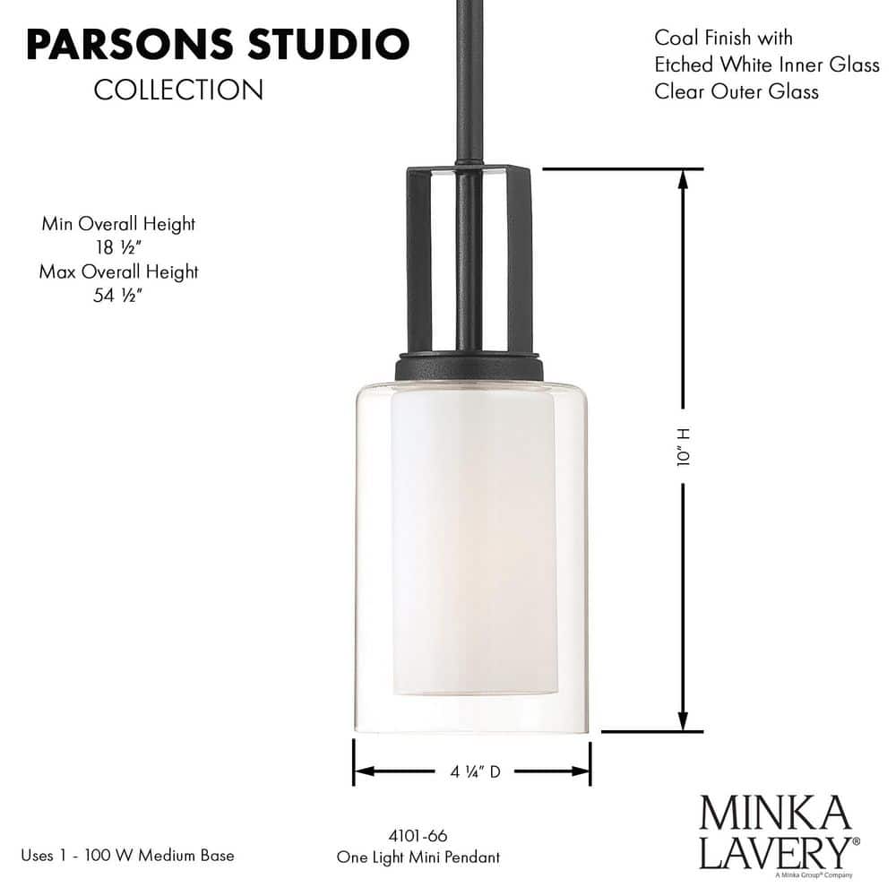 Parsons Studio Mini Jar 1-Light Pendant in Sand Coal and Etched White