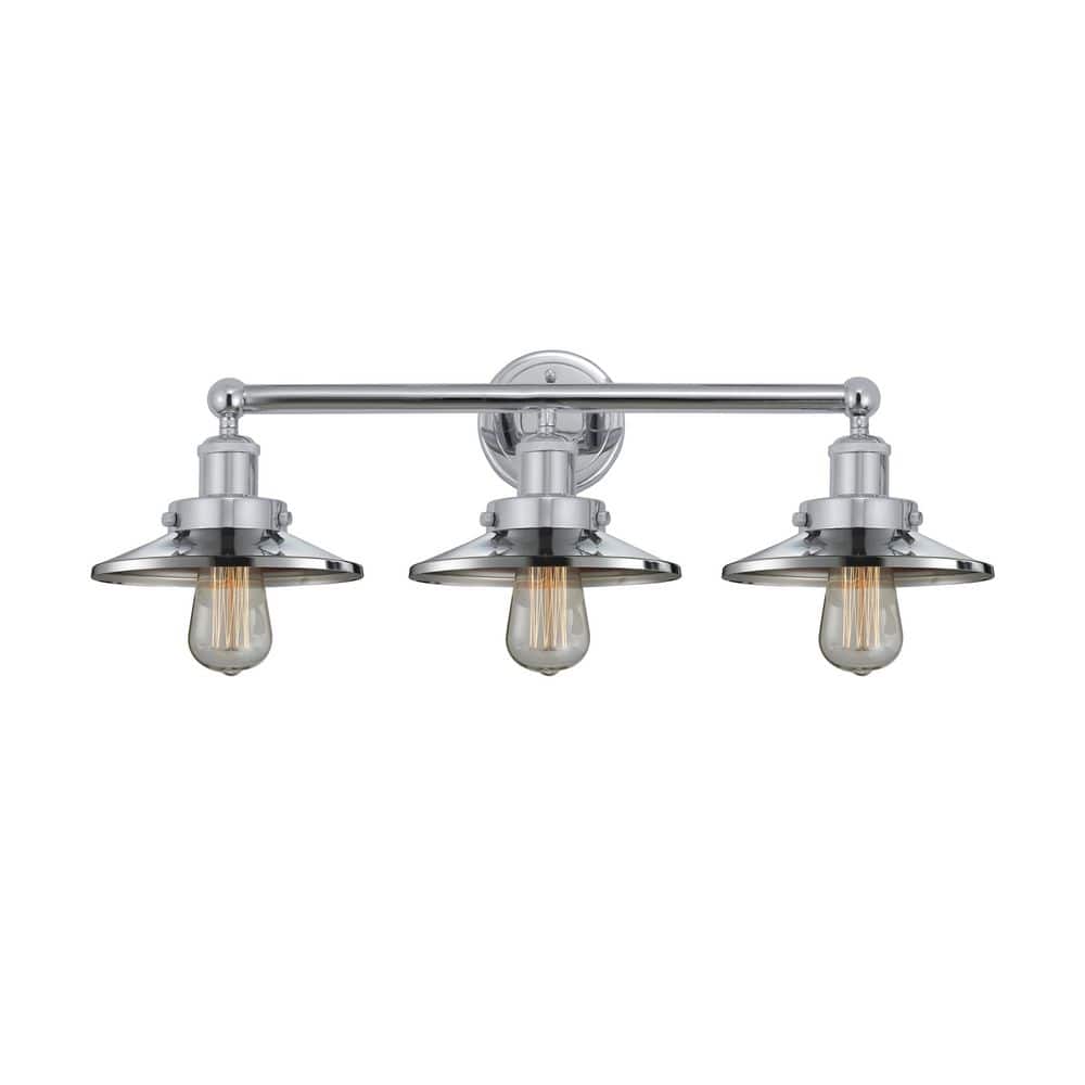 Edison 26 in. 3-Light Polished Chrome Vanity Light with Metal Shade price history on PriceWatchPro