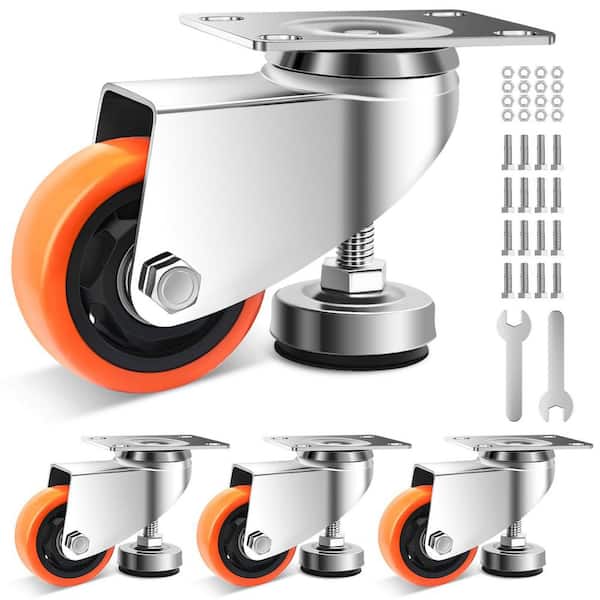 3 in. Leveling Swivel Casters Wheels, Industrial Grade Workbench Casters with Adjustable Leveling Feet (4-Pack)