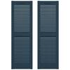 Builders Edge 12 in. x 60 in. Louvered Vinyl Exterior Shutters Pair in Classic Blue 010120060036
