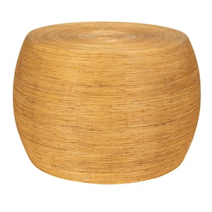 26.9 in. Natural Barrel Round Rattan/Wicker Coffee Table
