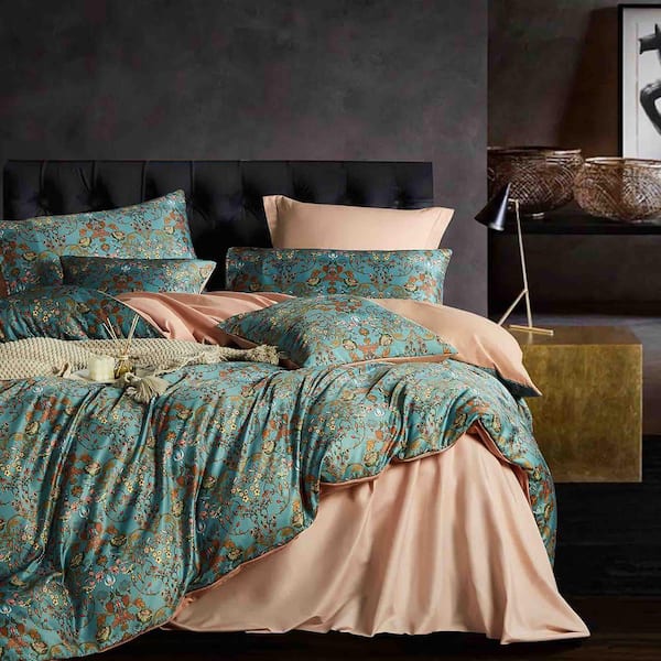 Unbranded 5-Piece Green Microfiber Queen Duvet Cover Set