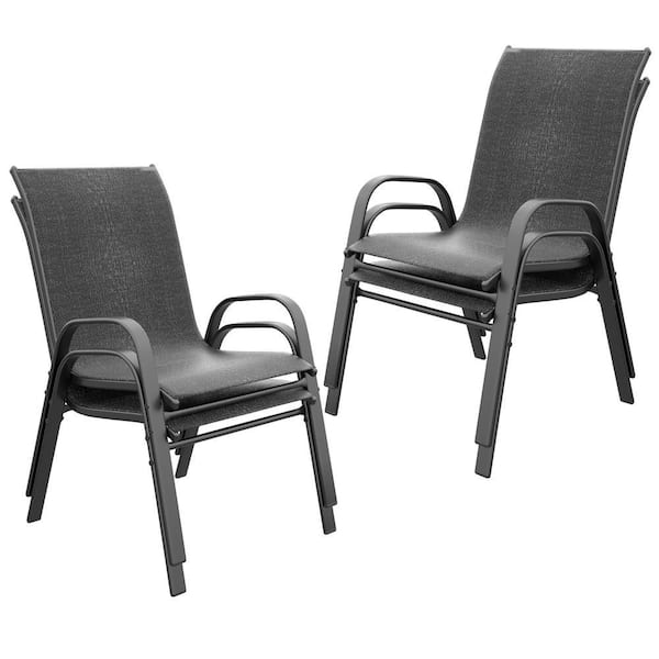 Outdoor Patio Dining Arm Chairs Grey Set of 4