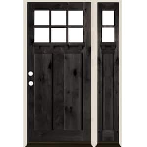50 in. x 80 in. Craftsman Right-Hand/Inswing Clear Glass Black Stain Douglas Fir Wood Prehung Front Door Right Sidelite