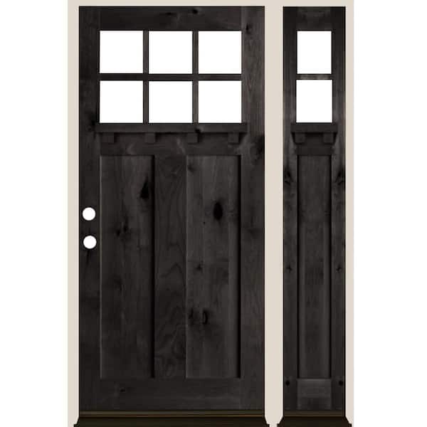 Krosswood Doors 50 in. x 80 in. Craftsman Right-Hand/Inswing Clear Glass Black Stain Douglas Fir Wood Prehung Front Door Right Sidelite