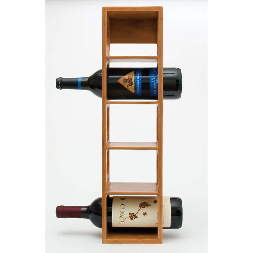 Lipper Bamboo Stackable 5-Bottle Wine Rack, Brown