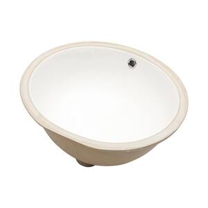 19 in. Modern Bathroom Porcelain Ceramic Undermount Oval Sink in White