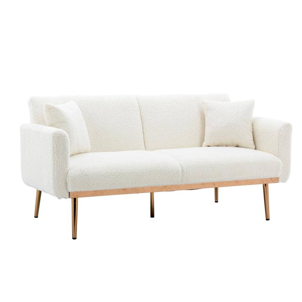 aisword 63.77 in. White Teddy Velvet Sofa, Accent Sofa, Loveseat Sofa ...