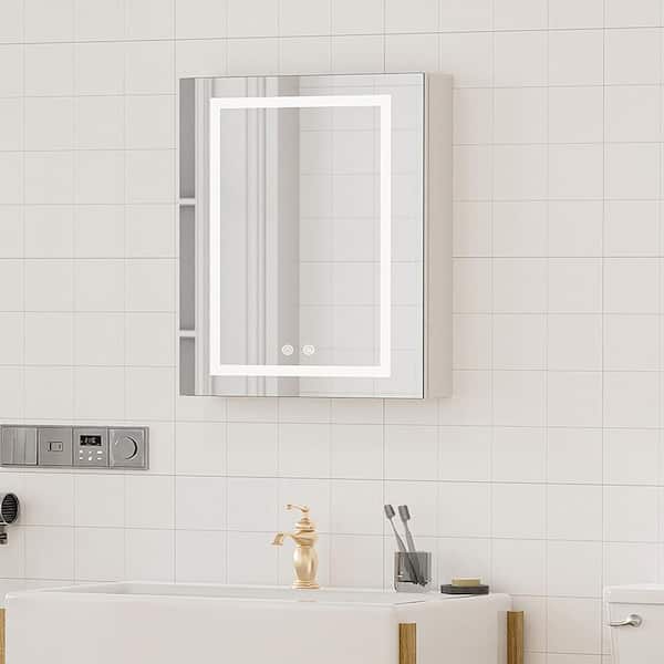 24 in. W x 30 in. H Rectangular Aluminum Light Medicine Cabinet with Mirror, Defogging, Adjustable Light