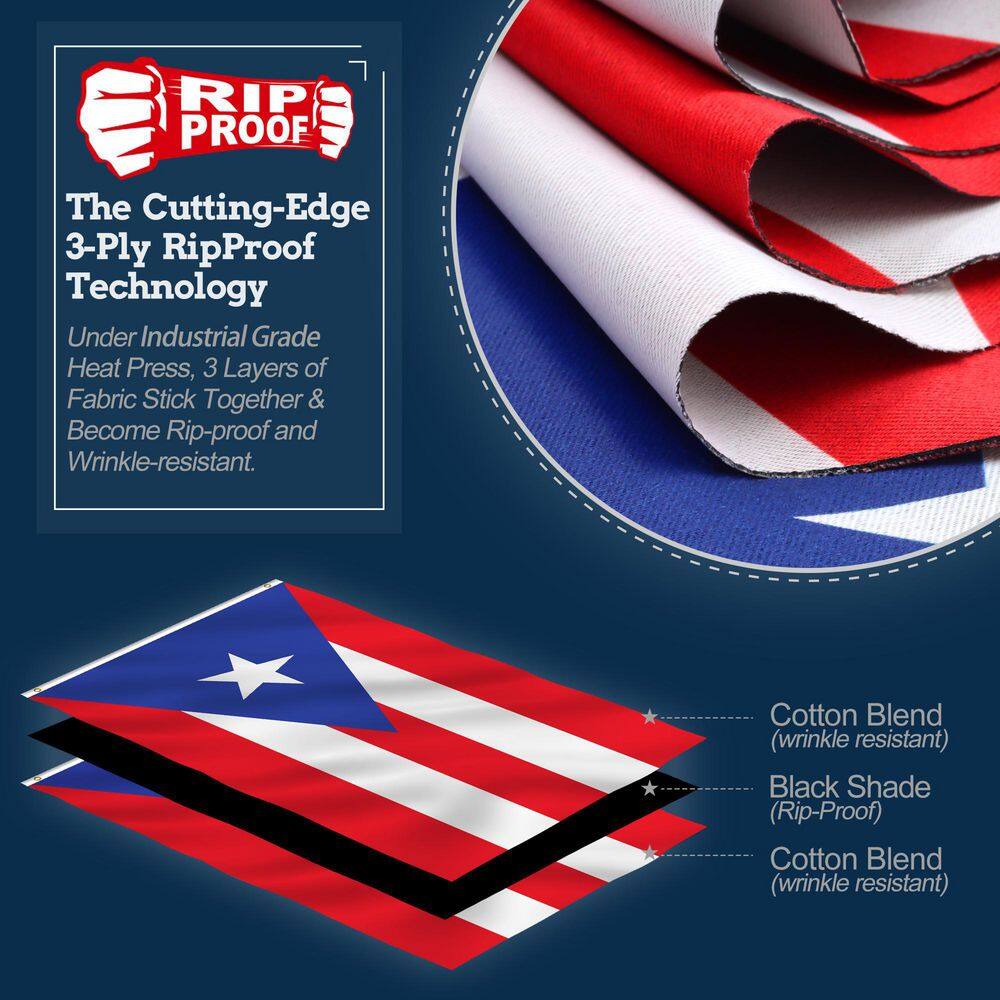 Rip-Proof 3x5 Puerto Rico Flag with Stainless Steel Grommets
