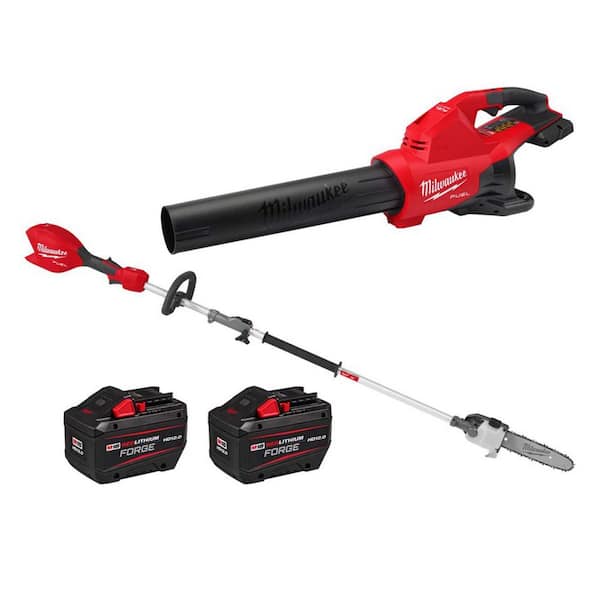 M18 FUEL Dual Battery 145 MPH 600 CFM 18V Brushless Cordless Blower w/ M18 Pole Saw, (2) M18 FORGE 12.0 Batteries