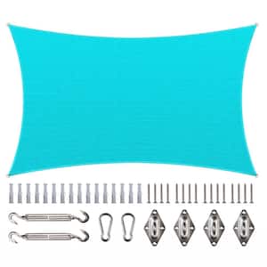 20 ft. x 16 ft. 190 GSM Turquoise Rectangle Sun Shade Sail with Rectangle Kit