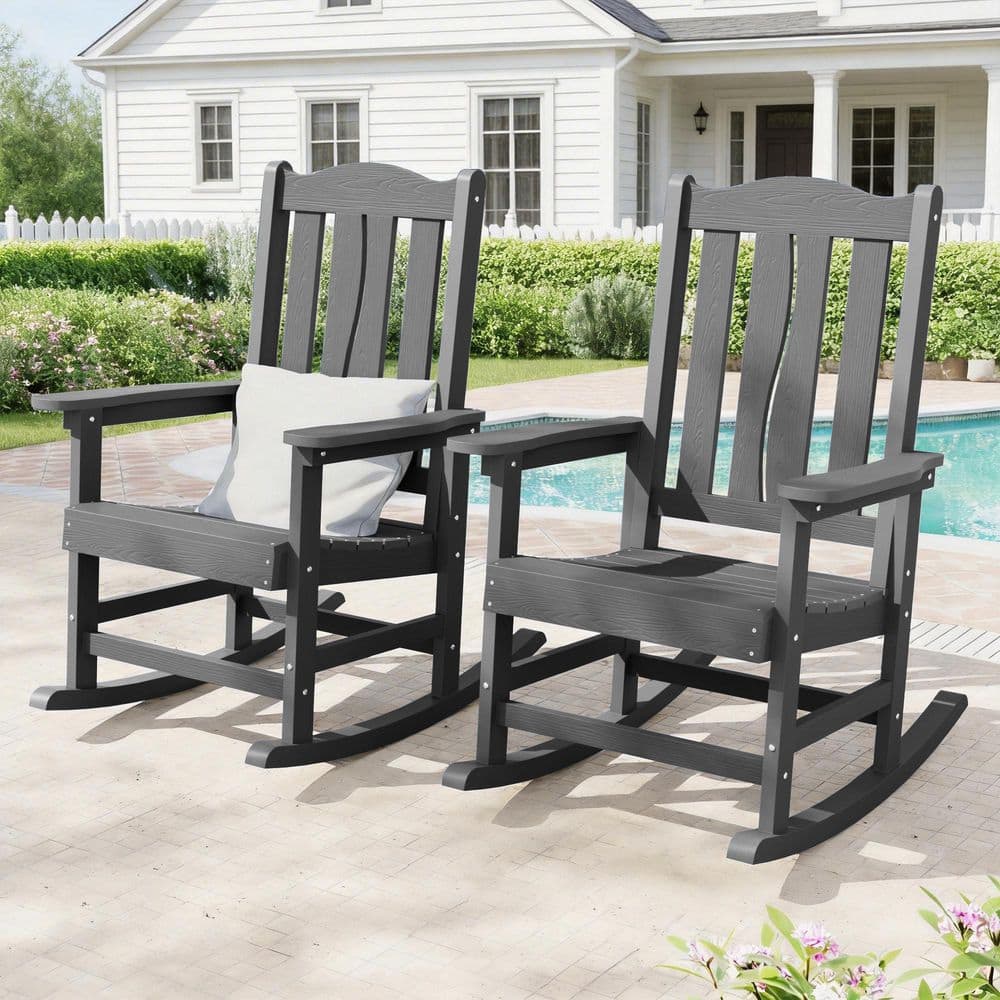 Livewood HDPE Plastic Ergonomic Outdoor Adirondack Rocking Chair with ...