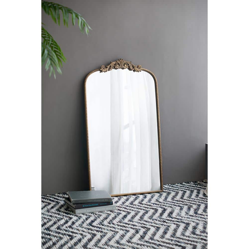 Gold Rectangular Wood Framed Wall Mirror 24" x 42"