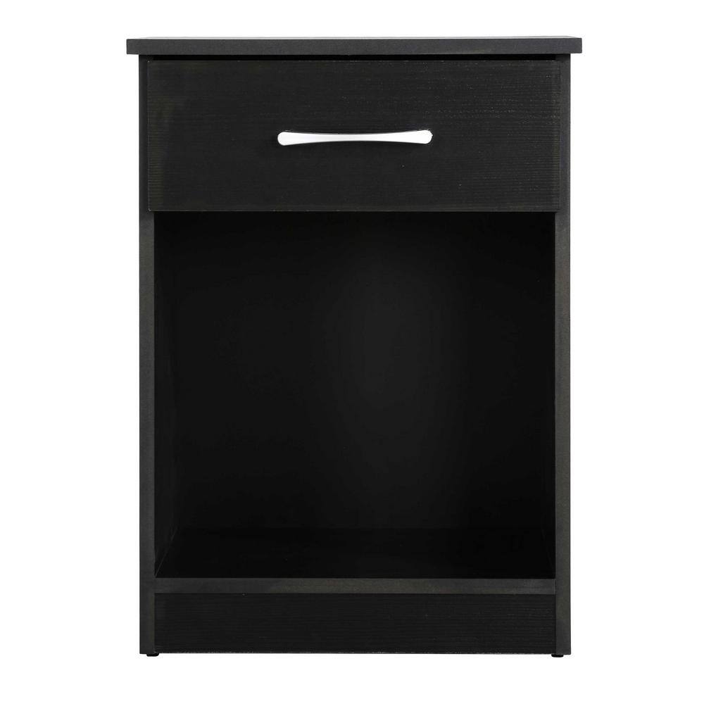 Lindsey Black Solid Wood 1-Drawer Nightstand