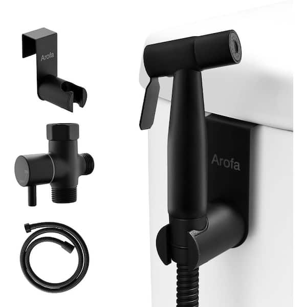 Lukvuzo Handheld Bidet Faucet Sprayer for Toilet with Adjustable Water Pressure Control and Bidet Hose in Matte Black