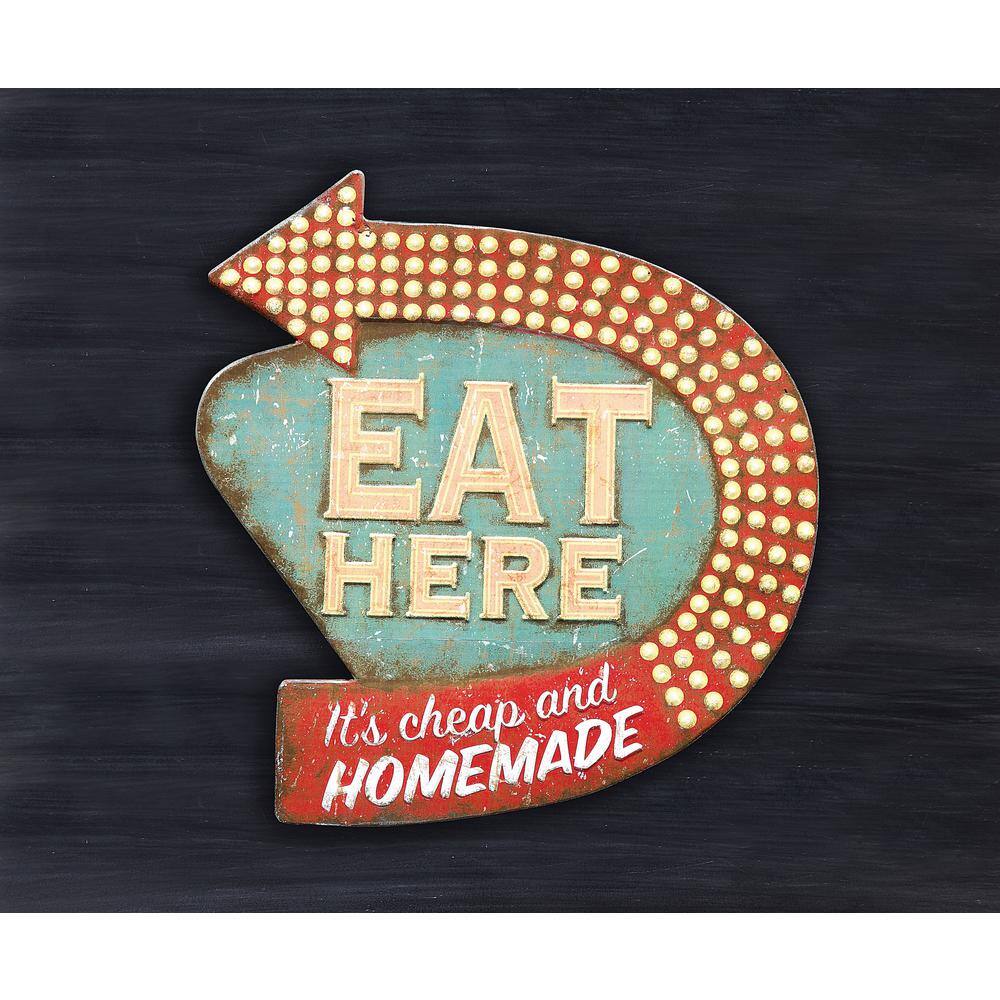 Vintage Multicolor Tin Eat Here Wall Decor Sign