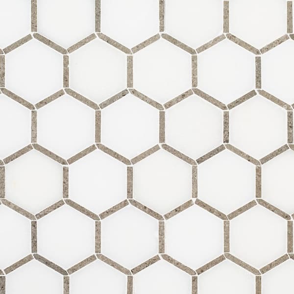 Merola Tile Metro Hex 2 in. Matte White 10-1/2 in. x 11 in. x 6 mm Porcelain Mosaic Tile (8.21 sq. ft. / case) Merola Tile Metro Hex 2 in. Matte White 10-1/2 in. x 11 in. x 6 mm Porcelain Mosaic Tile (8.21 sq. ft. / case)