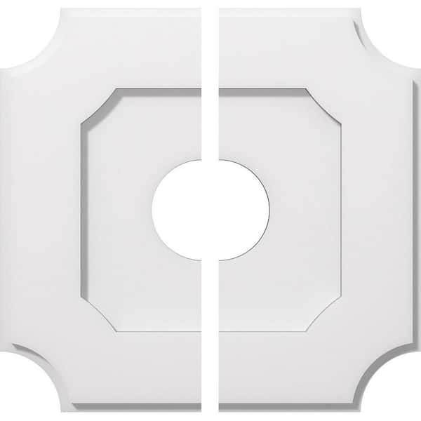 Ekena Millwork 16 in. O.D. x 4 in. I.D. x 1 in. P Locke Architectural Grade PVC Contemporary Ceiling Medallion (2-Piece)