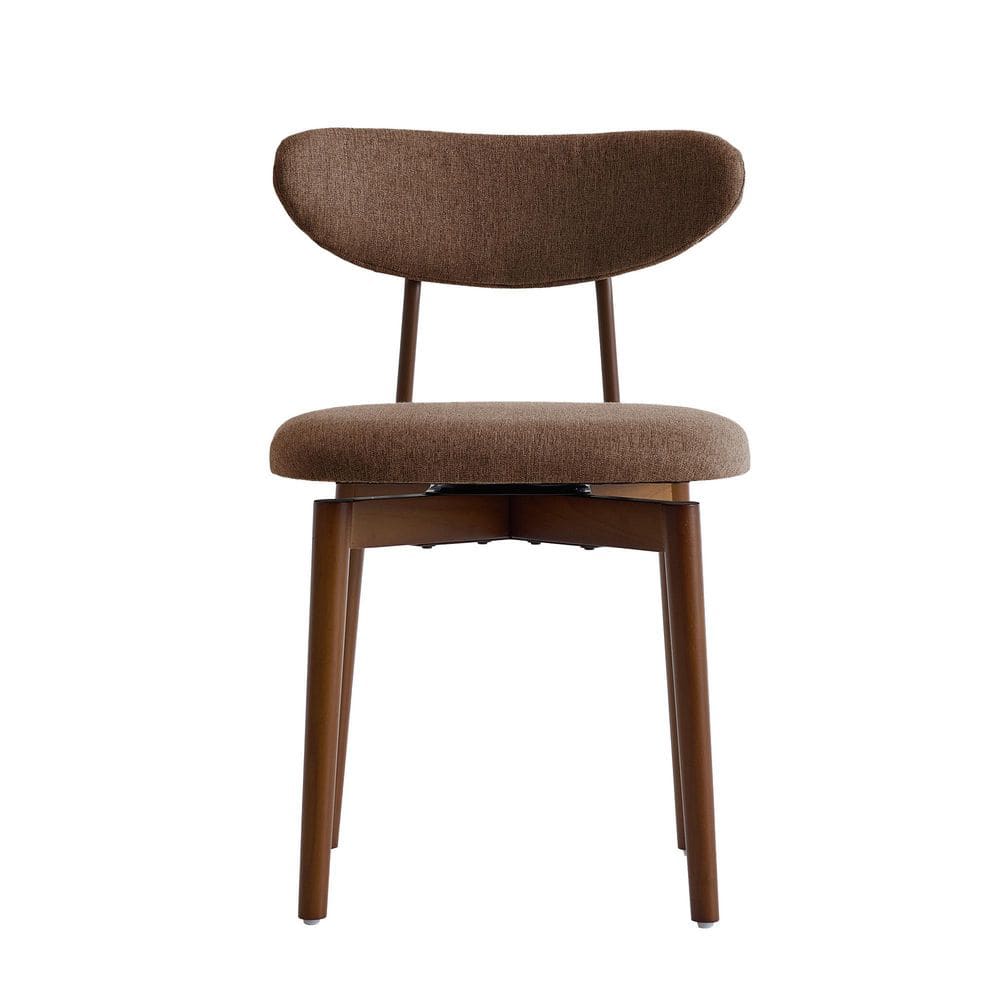 Modern Brown Linen Upholstered Open Back Swivel Dining Chair with Soild Wood Legs (Set of 6) price history on PriceWatchPro