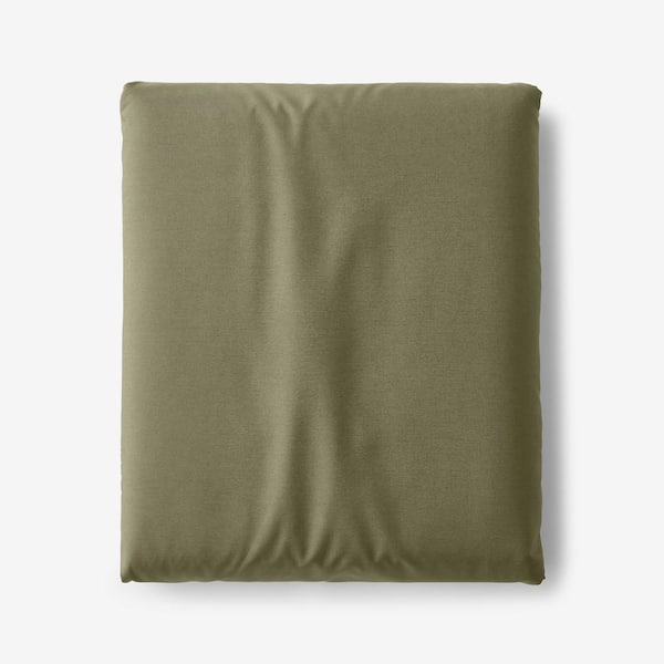 Company Cotton Olive Green Cotton Percale Queen Deep Pocket Fitted Sheet