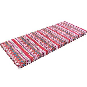 Boho Rectangular Outdoor Bench Cushion in Red Patio Swing Chair Glider Cushion