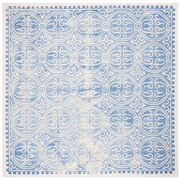 SAFAVIEH Dip Dye Blue/Ivory 7 ft. x 7 ft. Vintage Floral Square Area Rug