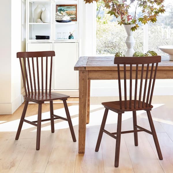 OrangeOne Windsor Walnut Solid Wood Dining Chairs for Kitchen and Dining Room (Set of 2)