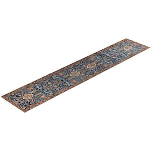 Serapi One-of-a-Kind Traditional Light Blue 2 ft. x 14 ft. Runner Hand Knotted Tribal Area Rug