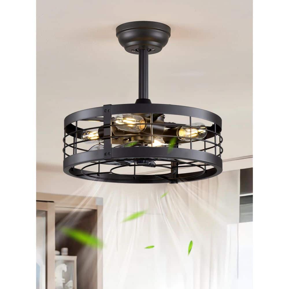 F4cy様 HINNIXY 16.5 in. Indoor Black Ceiling Fan Caged Ceiling Fan with