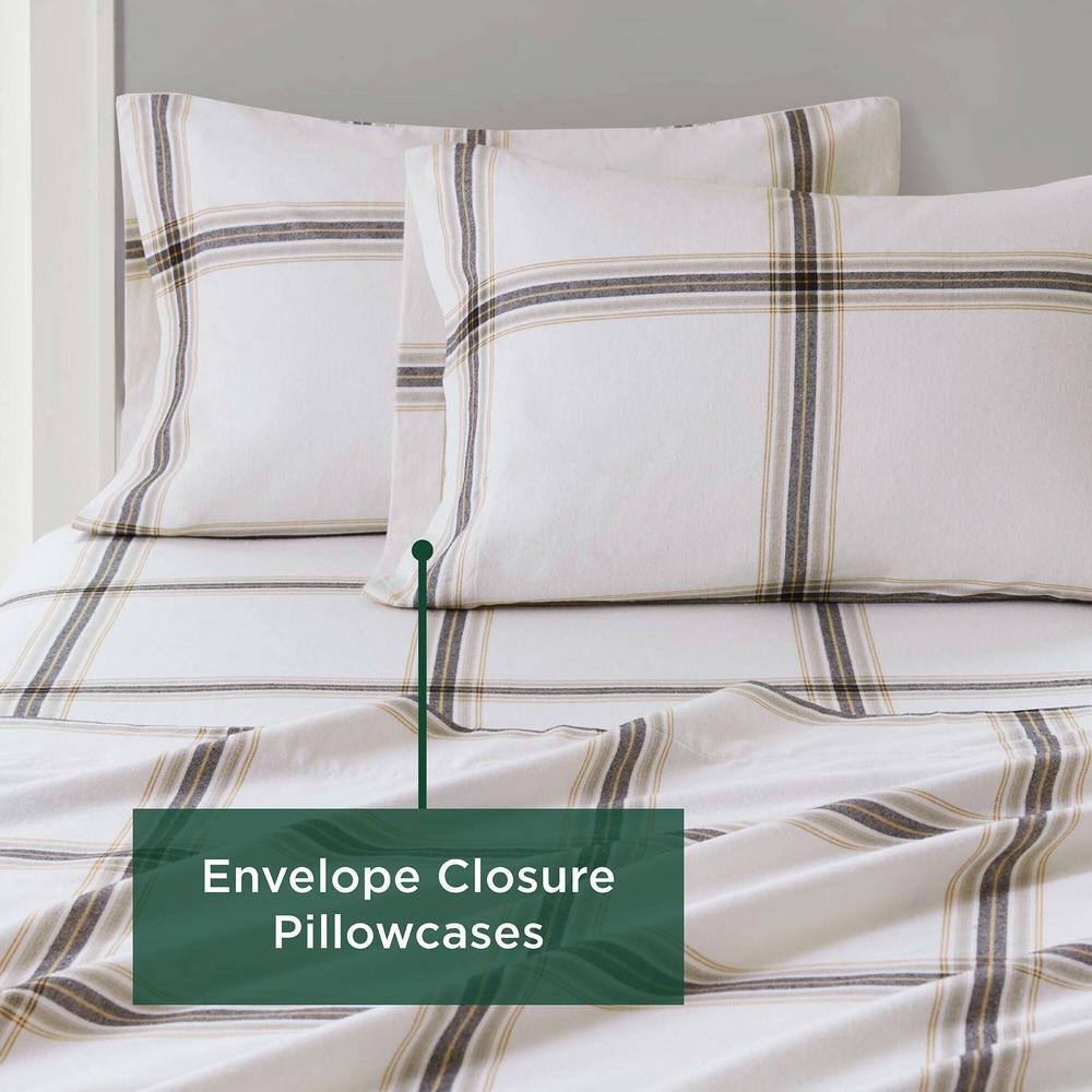 Full Blue Plaid Cotton Flannel Bedding Set