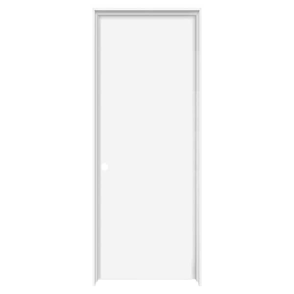 Builders Choice 24 in. x 80 in. Flush Right-Hand Hollow Core White Primed Hardboard Single Prehung Interior Door