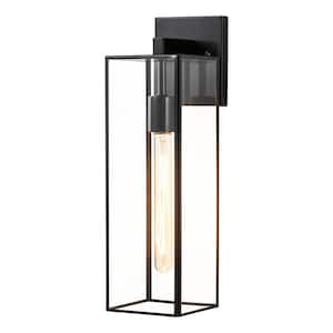 16.25 in. 1-Light Dark Bronze Finish Brass Outdoor Hardwired Wall Lantern Sconce with No Bulbs Included