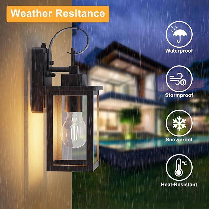 Matte Black Dimmable Outdoor Wall Sconce with Clear Glass