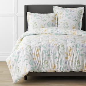 Legends Hotel Pressed Leaves Multi-Colored King Cotton and TENCEL Lyocell Comforter