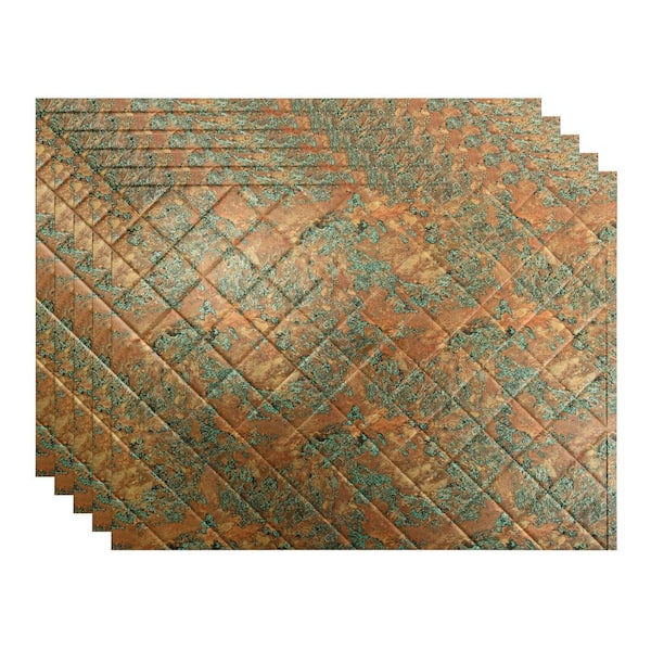 Fasade Quilted 18.25 in. x 24.25 in. Vinyl Backsplash Panel in Copper Fantasy (5-Pack)