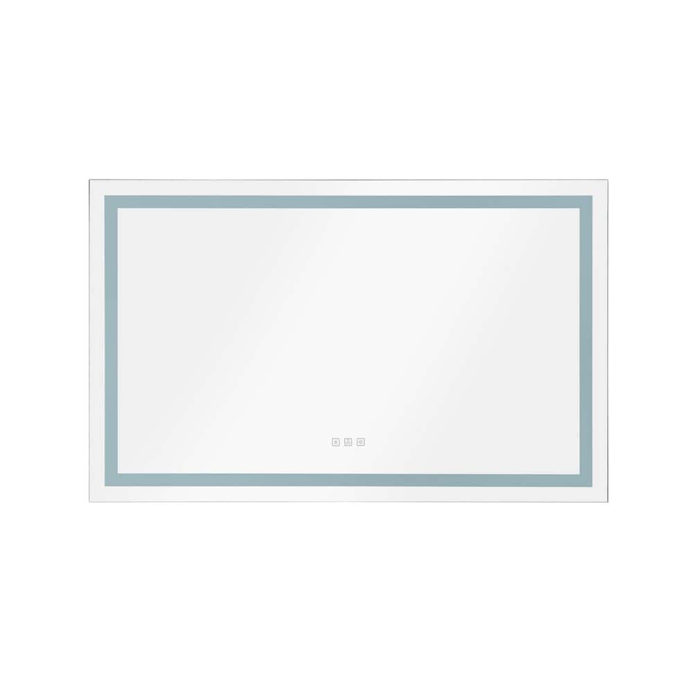 48 in. W x 36 in. H Large Rectangular Aluminium Framed Dimmable Wall Bathroom Vanity Mirror, White