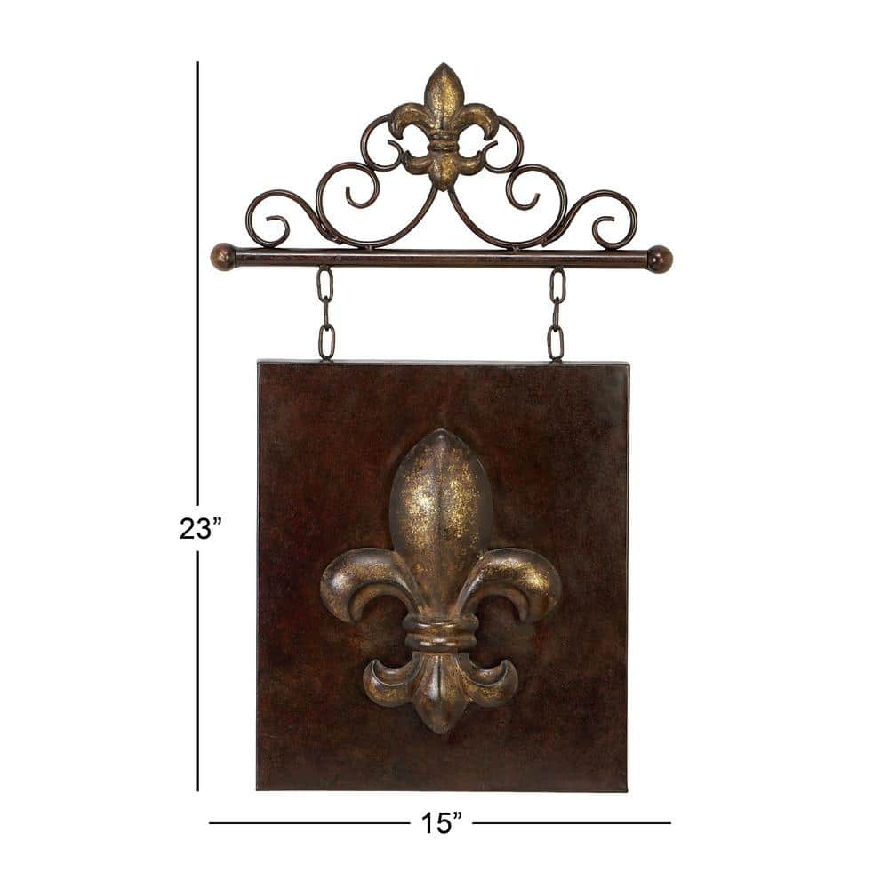 Elegant Fleur di Lis 23" Metal Arch Wall Sculpture Decor